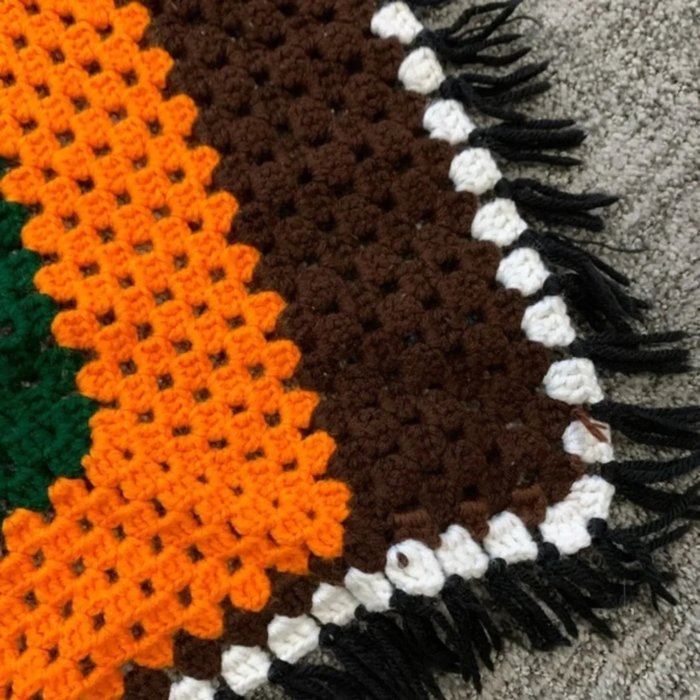 Vintage Mid Century‎ Hand Crochet Afghan 59x62
